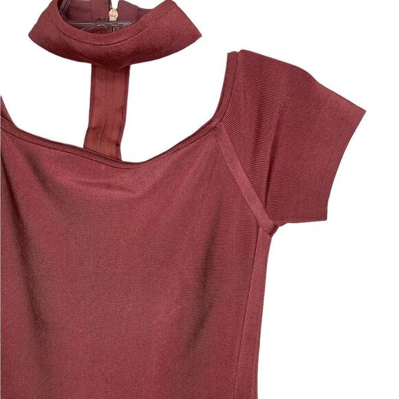 Marciano Luxe Rose Off The Shoulder Choker Neck Sexy Bodycon Mini Dress Large - Picture 7 of 13